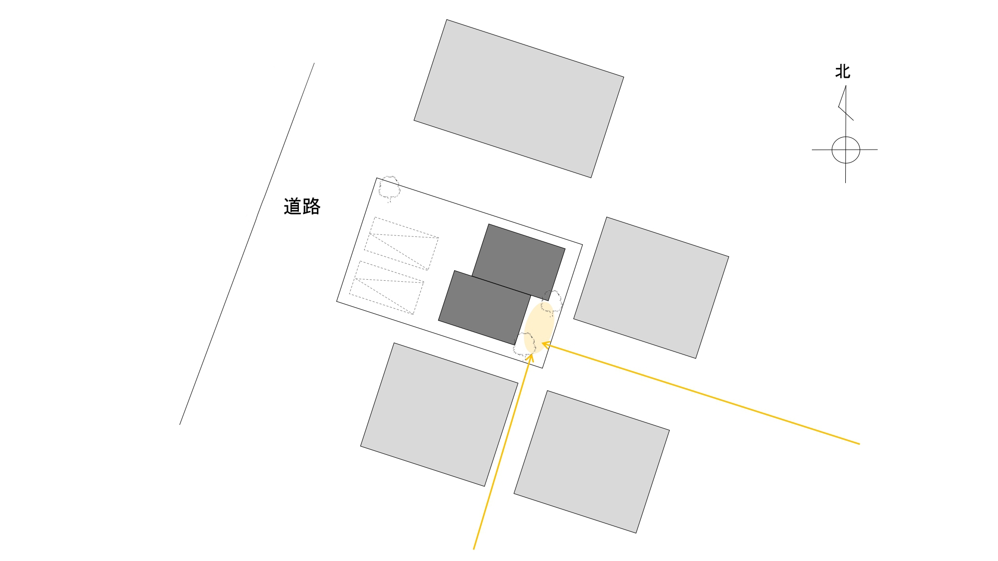 建物の形状を半分ずらす形に